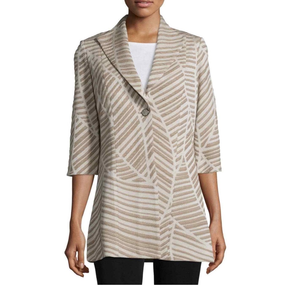 MISOOK Natural Lines One-Button Jacket, Almond Beige size 0X / XL -45 Chest